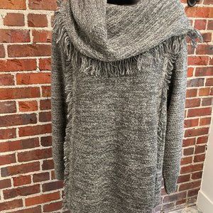 Women's Sweater Gray Sz L Cowl Neck Knox Rose